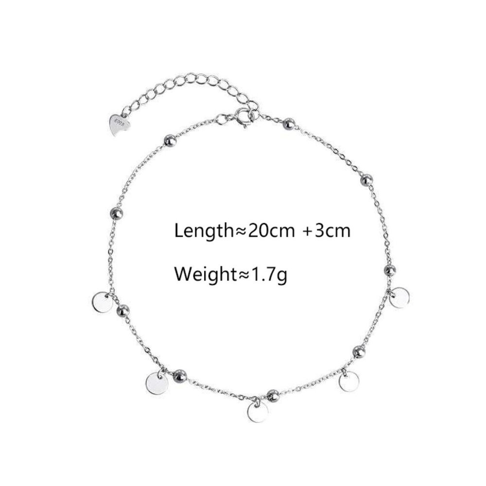 NEW 925 Sterling Silver Coin Disc Ankle Bracelet - Picture 8 of 8